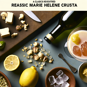 The Marie Helene Crusta is an elegant and sophisticated cocktail, perfect for an aperitif or to conclude a dinner in style. Its balanced combination of vodka, Apricot Brandy, fresh lemon and orange juice, and a hint of Grenadine, is enriched by a sugared crust that adds extra crunch and a refined visual touch.