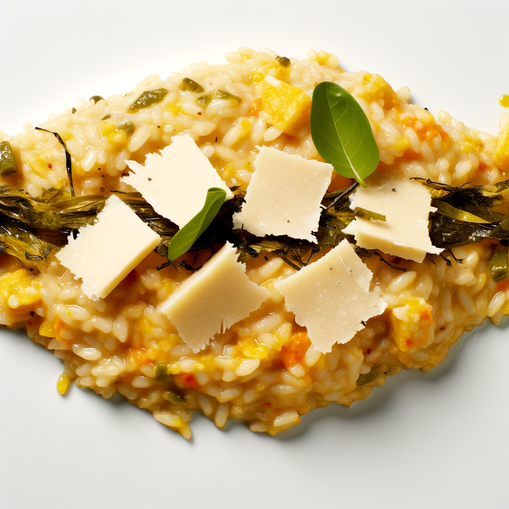 Il Risotto alla Parmigiana è un piatto italiano raffinato, cremoso e ricco di sapore, arricchito dal formaggio Parmigiano grattugiato e preparato con cura. Perfetto come primo piatto in un menu elegante o come confortante pasto familiare. Conquista i palati con la sua irresistibile cremosità e il gusto intenso del parmigiano reggiano DOP.