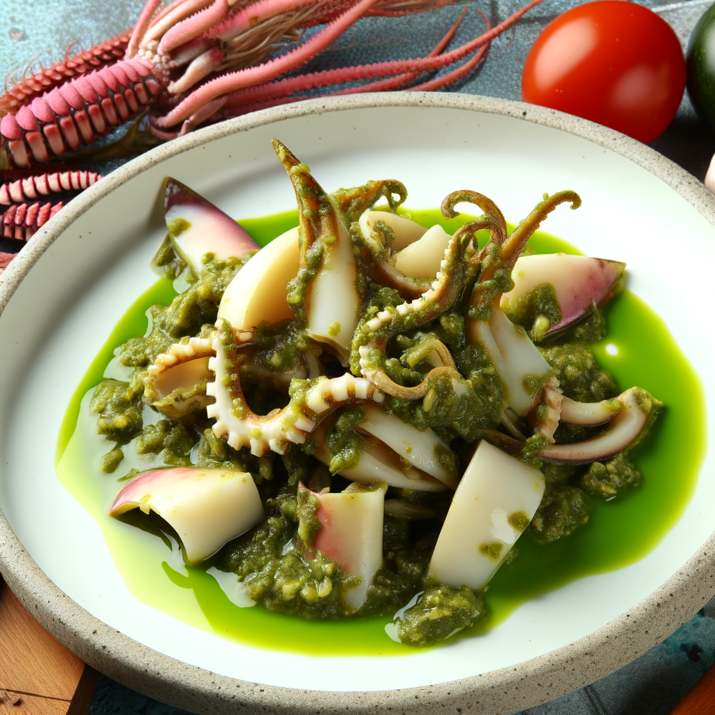 Los calamares en salsa verde es una receta deliciosa y ligera, enriquecida con una salsa verde fragante. Los calamares tiernos se cocinan en un caldo aromático y luego se aderezan con una salsa hecha de aceite de oliva, ajo, perejil, albahaca y jugo de limón. Un toque crujiente de pan rallado tostado con ralladura de limón completa este plato con sabor a mar.