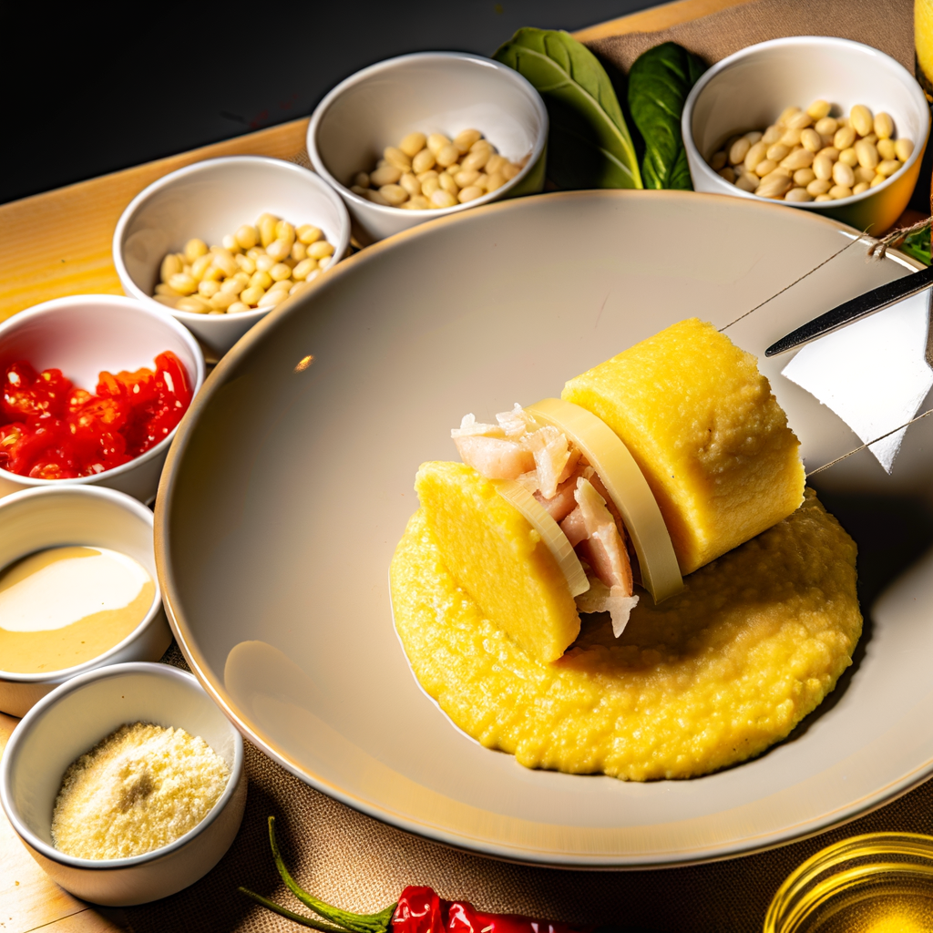 Polenta concia is a traditional dish from the Alpine valleys, enriched with melted fontina and gruyere cheese. Serve it with golden melted butter for an indulgent flavor. Add crispy pancetta for a modern twist with a smoky taste.