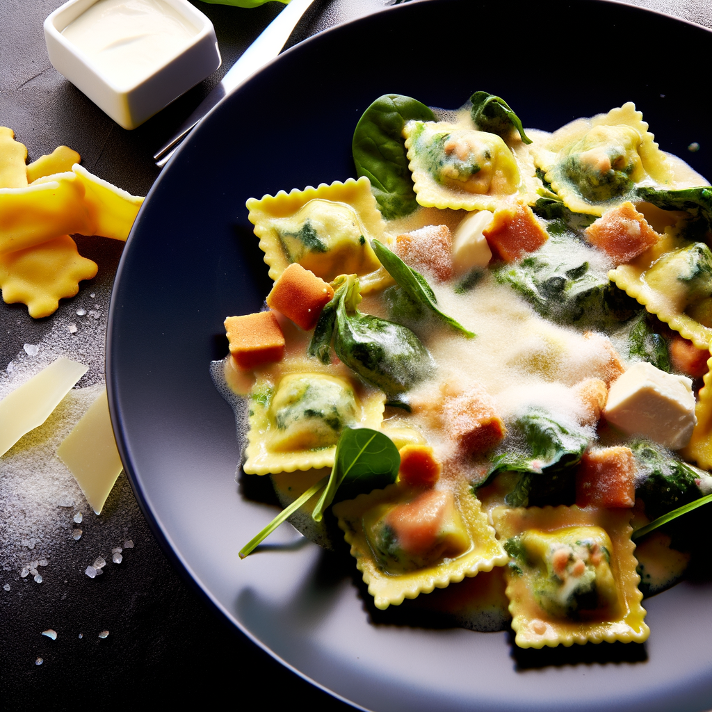 I ravioli alla Fontina cremosi e deliziosi sono preparati con pasta fresca farcita e una salsa cremosa di formaggio Fontina fuso, burro e tuorlo d'uovo. Una ricetta gustosa e veloce da preparare, perfetta per un pranzo o una cena speciale.