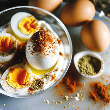 Huevos cocidos reinventados con yogur, especias y salsa de menta y limón. Perfecto como aperitivo ligero o como parte de un brunch dominical variado y rico. Adorne con avellanas tostadas trituradas para un toque crujiente.