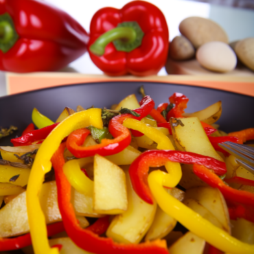 Las Patatas Salteadas con Pimientos Dulces es un plato de acompañamiento cautivador y colorido, enriquecido con un toque de pimentón ahumado para un sabor picante y ahumado. Un plato tradicional mejorado con un toque moderno, perfecto para acompañar platos italianos.