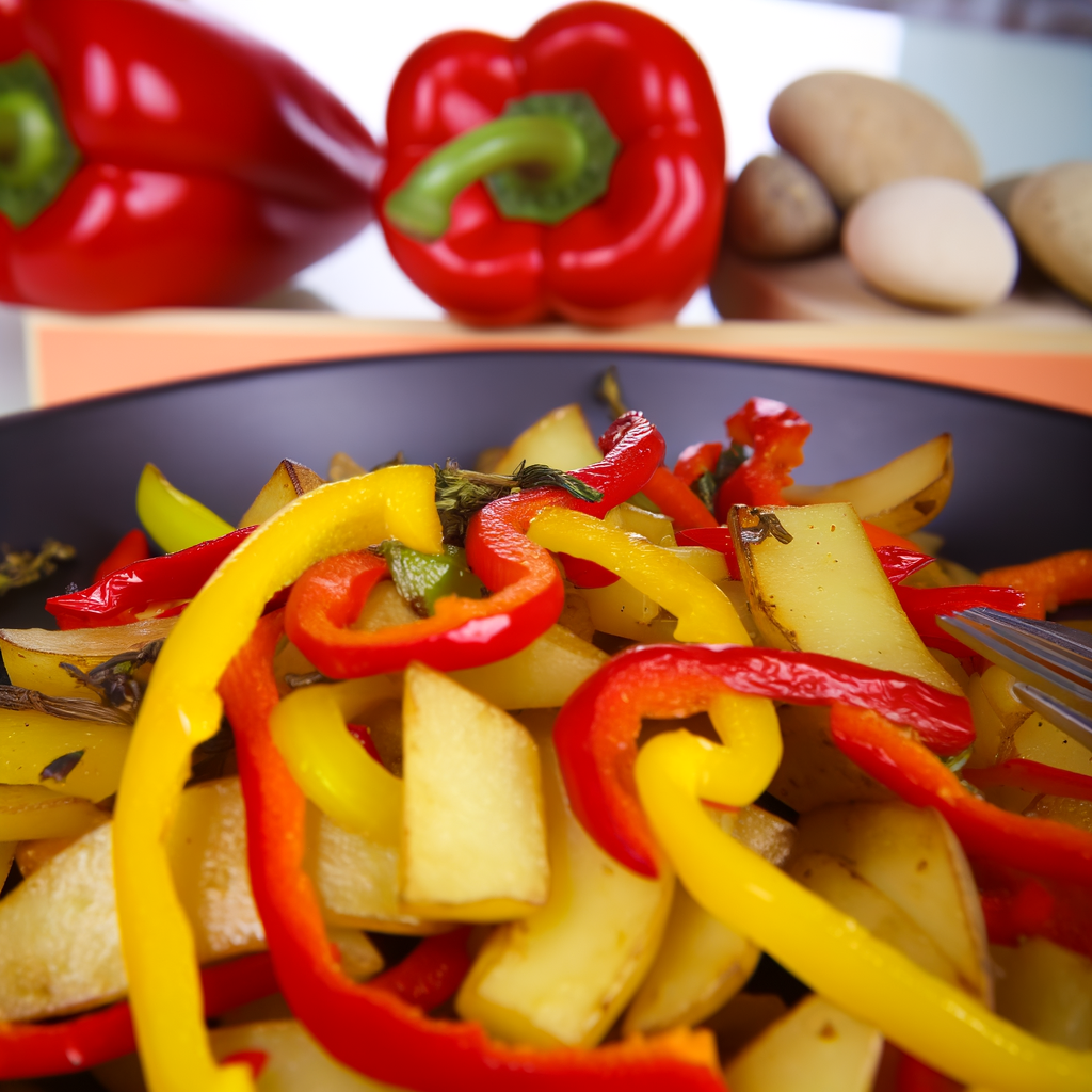 Pan-Fried Potatoes with Sweet Peppers is a captivating and colorful side dish, enriched with a twist of smoked paprika for a spicy, smoky flavor. A traditional dish enhanced with a modern touch, perfect to accompany Italian dishes.