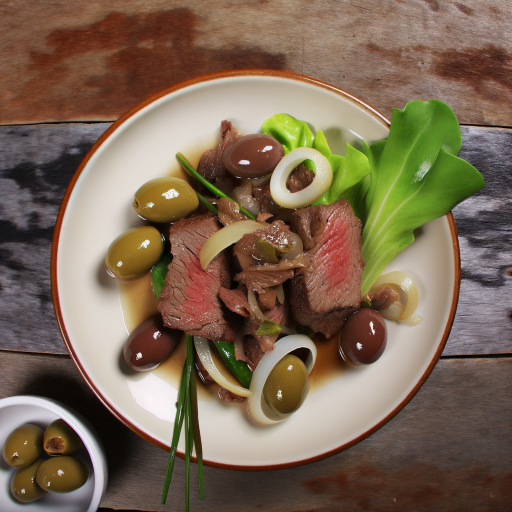 Beef with olives is a traditional Italian dish, perfect for special occasions or as Sunday comfort food. The beef is browned and then cooked with green olives after removing some of their saltiness. For an extra touch, add fresh rosemary and deglaze with robust red wine.