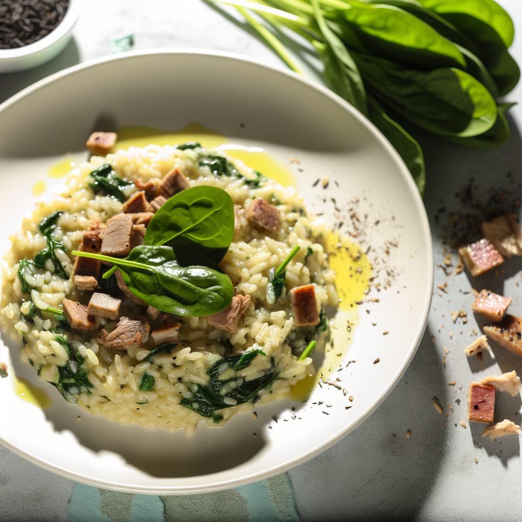 A delightful risotto with aromatic herbs and spinach, enhanced with mascarpone and Parmesan cheese. Easy and creamy, with a special touch from fresh herbs and toasted pine nuts. Perfect for a lunch rich in natural flavors.