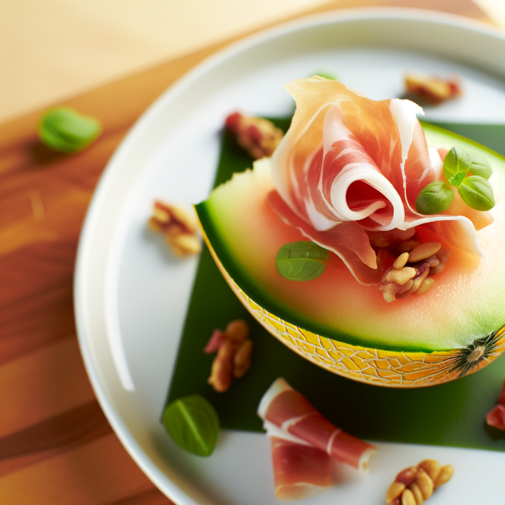 Melon and prosciutto is a classic Italian summer starter, perfect to open a dinner or as a light dish during the hot months. The sweetness of the melon pairs with the saltiness of the prosciutto in a timeless flavor contrast.