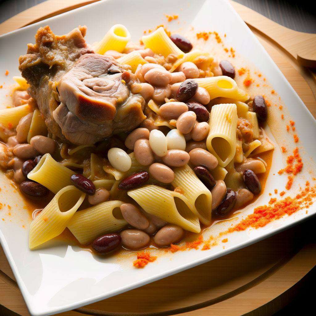 A delicious traditional pasta and bean dish, enriched with pork shank and flavored with a special touch of truffle oil. This rich and flavorful soup, with its authentic mix of ingredients, improves with time and is perfect to prepare in advance. Enjoy your meal!