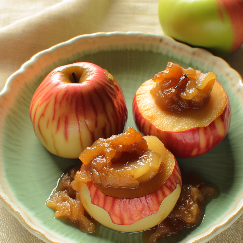 Manzanas Brujas Caramelizadas: un dulce postre otoñal con manzanas rojas, azúcar y jarabe de melaza. ¿Un toque especial? Espolvoréalas con pistachos picados o coco rallado para un contraste crujiente y sabroso.