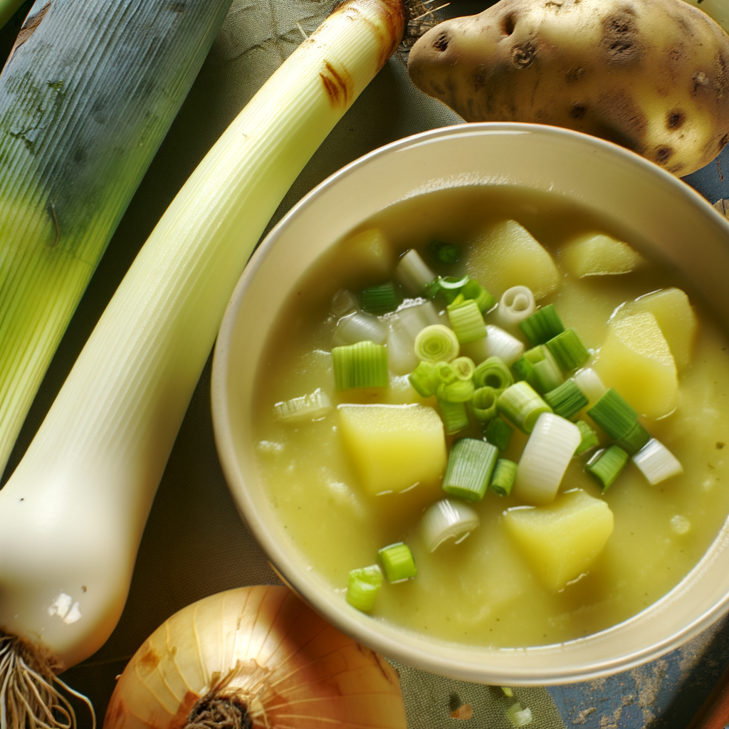 Vichyssoise is a classic French recipe perfect as a refined appetizer or a light summer dish. This creamy soup features leeks, potatoes, chicken broth, fresh cream, and a hint of butter, creating a balance of delicate flavors and creaminess. Garnish with fresh parsley and a sprinkle of freshly grated nutmeg for a unique twist.