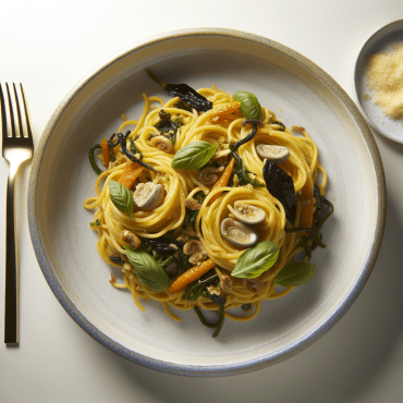Saffron spaghetti is a refined and creamy first course, enhanced by the delicate flavor of spices. It's quick to prepare and ensures a tasty and sophisticated experience. Serve it hot and evenly seasoned to fully appreciate the elegance and taste of Italian cuisine.