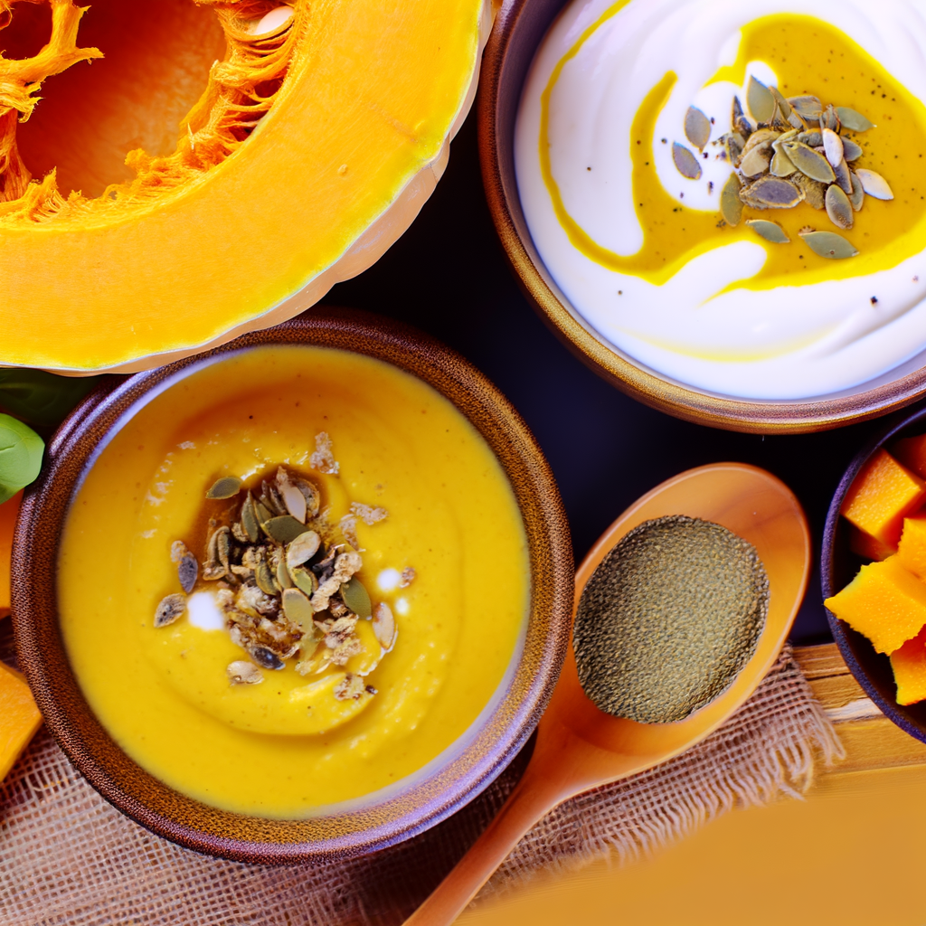 Prepare a creamy velvety pumpkin soup, enriched with milk and served with crispy toasted bread. Perfect as a comforting first course during cold autumn evenings or as an elegant appetizer. Add a sprinkle of freshly grated nutmeg or toasted pumpkin seeds for an intense autumnal flavor.