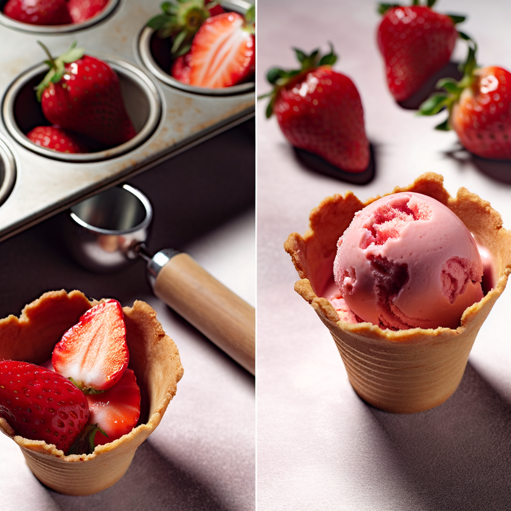 Deliciosas copas de primavera con helado de fresa y fresas frescas marinadas en vino blanco dulce, azúcar y jugo de limón. Un postre fresco y cremoso, perfecto para una cena de verano.