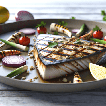 An excellent recipe for perfectly grilled swordfish, seasoned with salt and pepper. Add a special touch with a fresh and light Mediterranean sauce made from cherry tomatoes, pitted black olives, capers, extra virgin olive oil, and fresh oregano.
