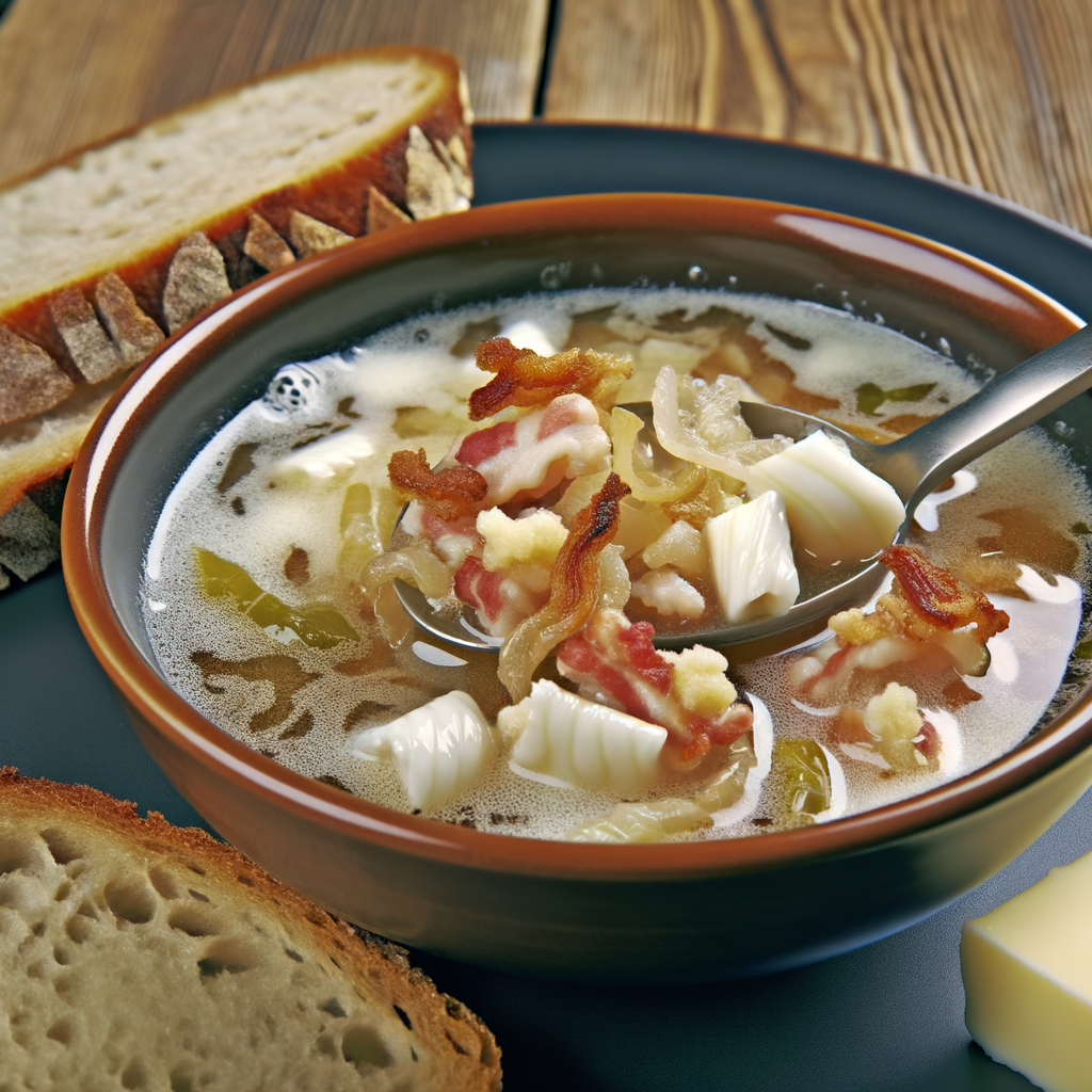 Prepare a delicious bread and lardo soup, enriched with melted parmesan and butter. A traditional comfort food with a rustic and crunchy twist from added nuts. Perfect for warming up winter evenings.