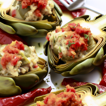 Una receta simple y deliciosa de alcachofas rellenas de pimientos amarillos, aderezadas con perejil fresco, aceite de oliva virgen extra, sal y pimienta. Un acompañamiento ligero y sabroso, perfecto para acompañar platos principales.