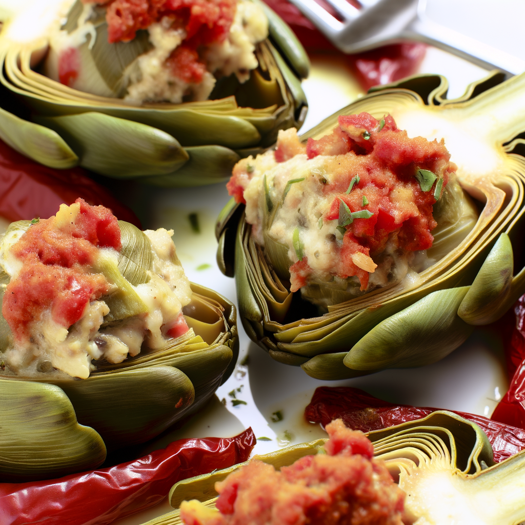 A simple and delicious recipe for stuffed artichokes with yellow peppers, seasoned with fresh parsley, extra virgin olive oil, salt and pepper. A light and flavorful side dish, perfect to accompany main courses.