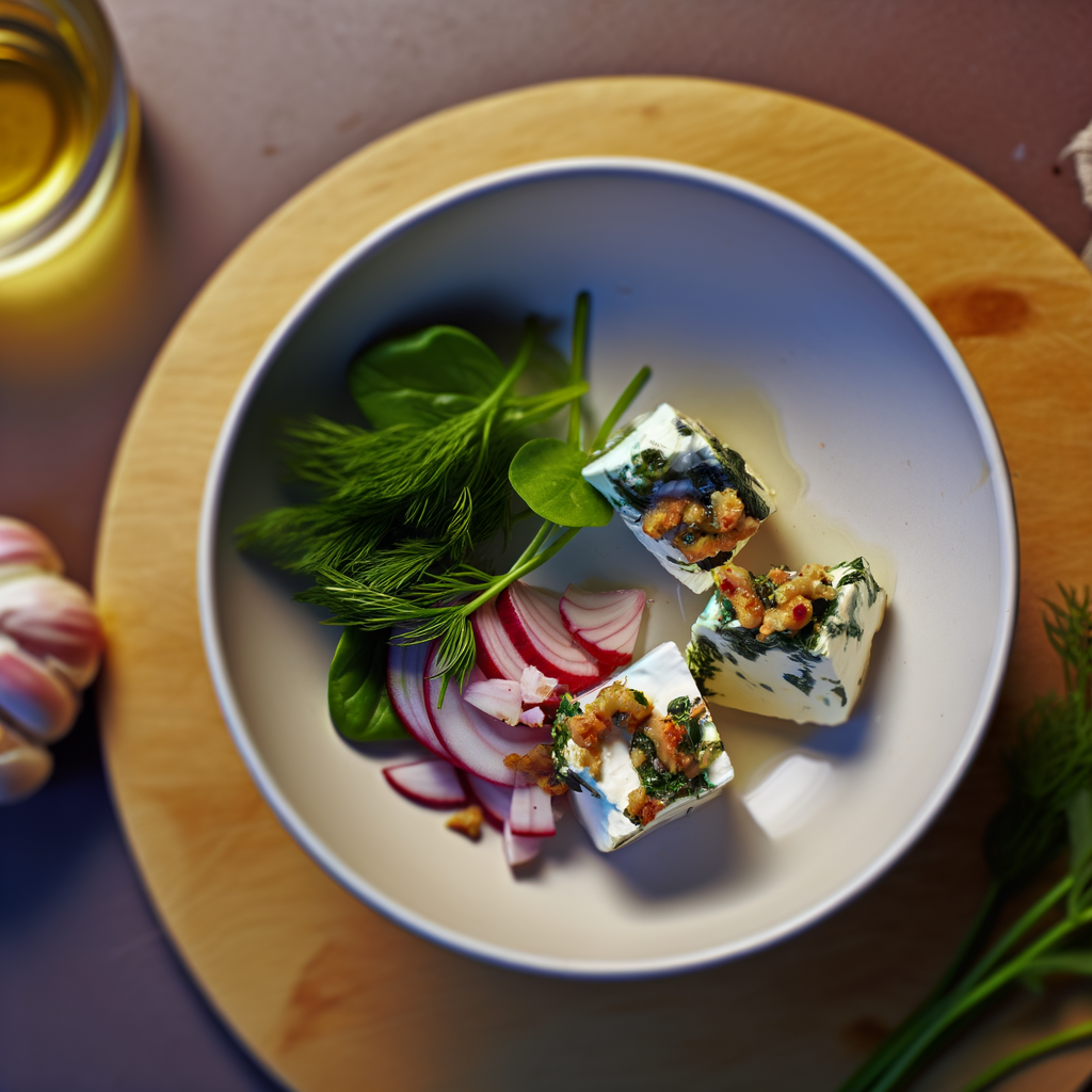 First Salt with Aromatic Herbs is a fresh and light appetizer, seasoned with olive oil infused with thyme, marjoram, mint, rosemary, and shallots. Perfect for opening a summer dinner or as a healthy snack during the day.