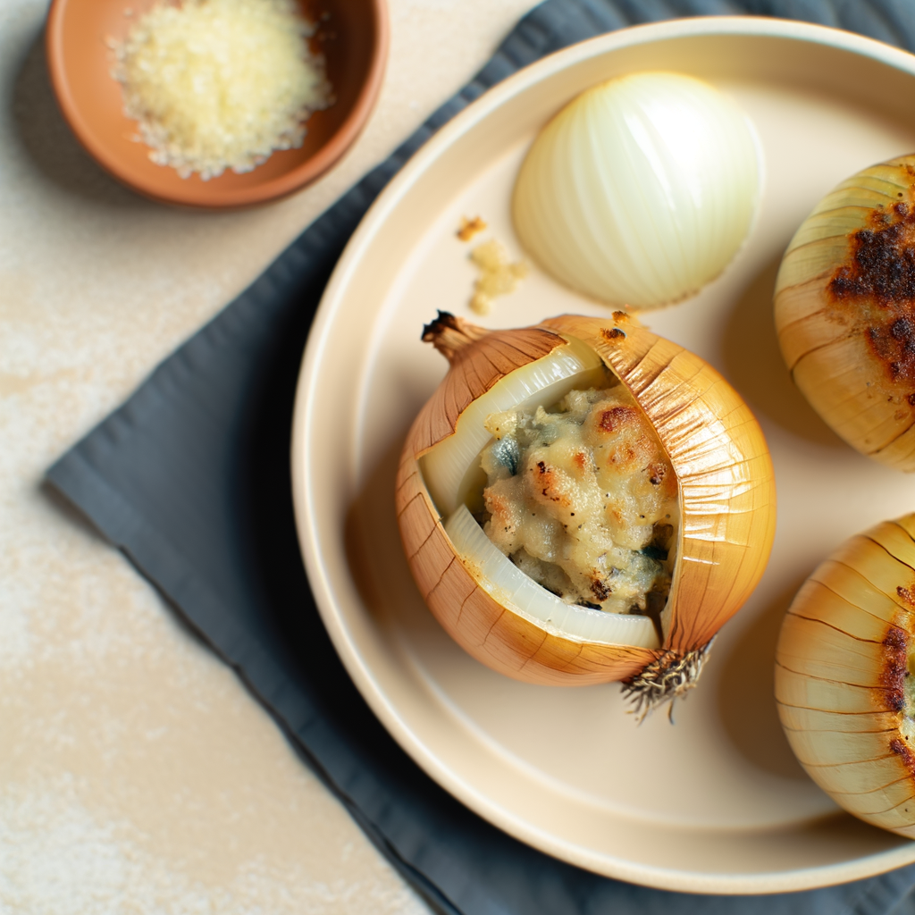 Stuffed baked onions are a flavorful and crispy side dish, perfect to accompany both meat and vegetarian main courses. With a soft and tasty heart, enriched with a pinch of nutmeg and Parmigiano Reggiano, this recipe will surprise your guests.